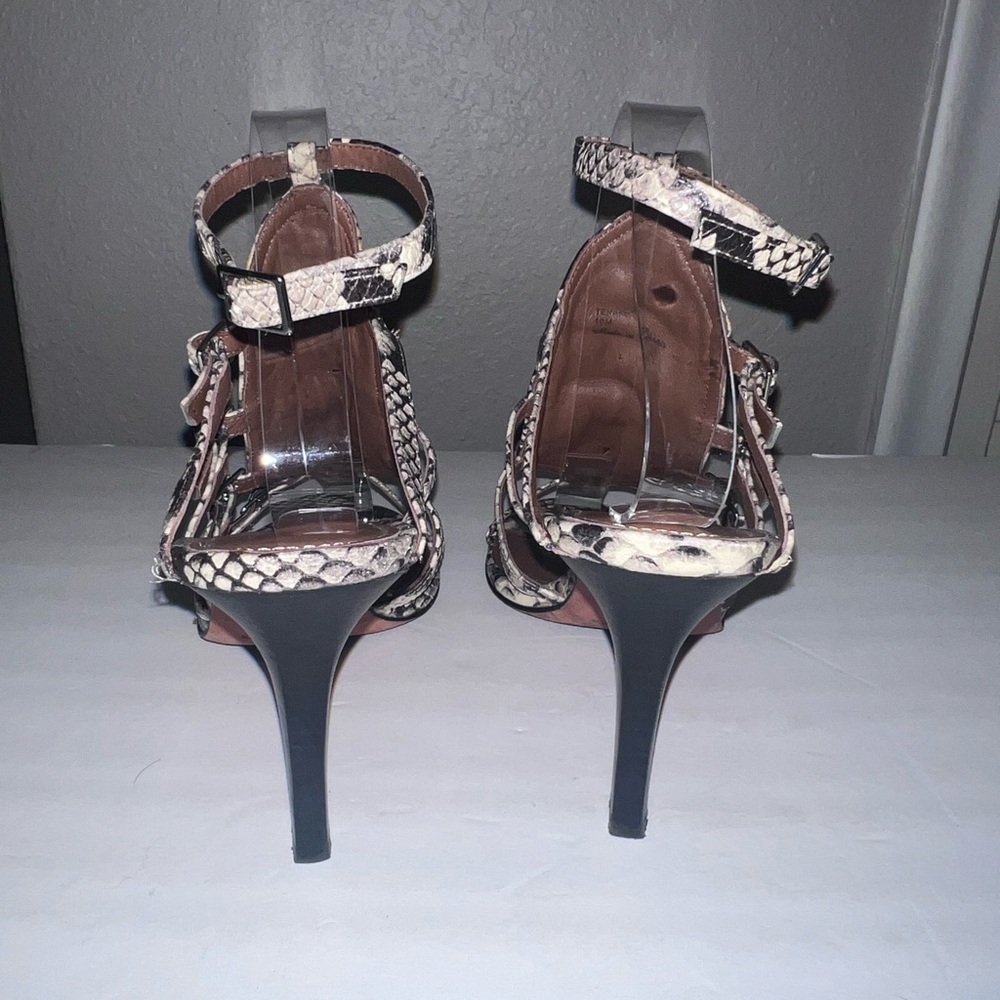 Donald J Pliner Tenasp Leather Snakeskin Strappy Heels - Picture 7 of 12
